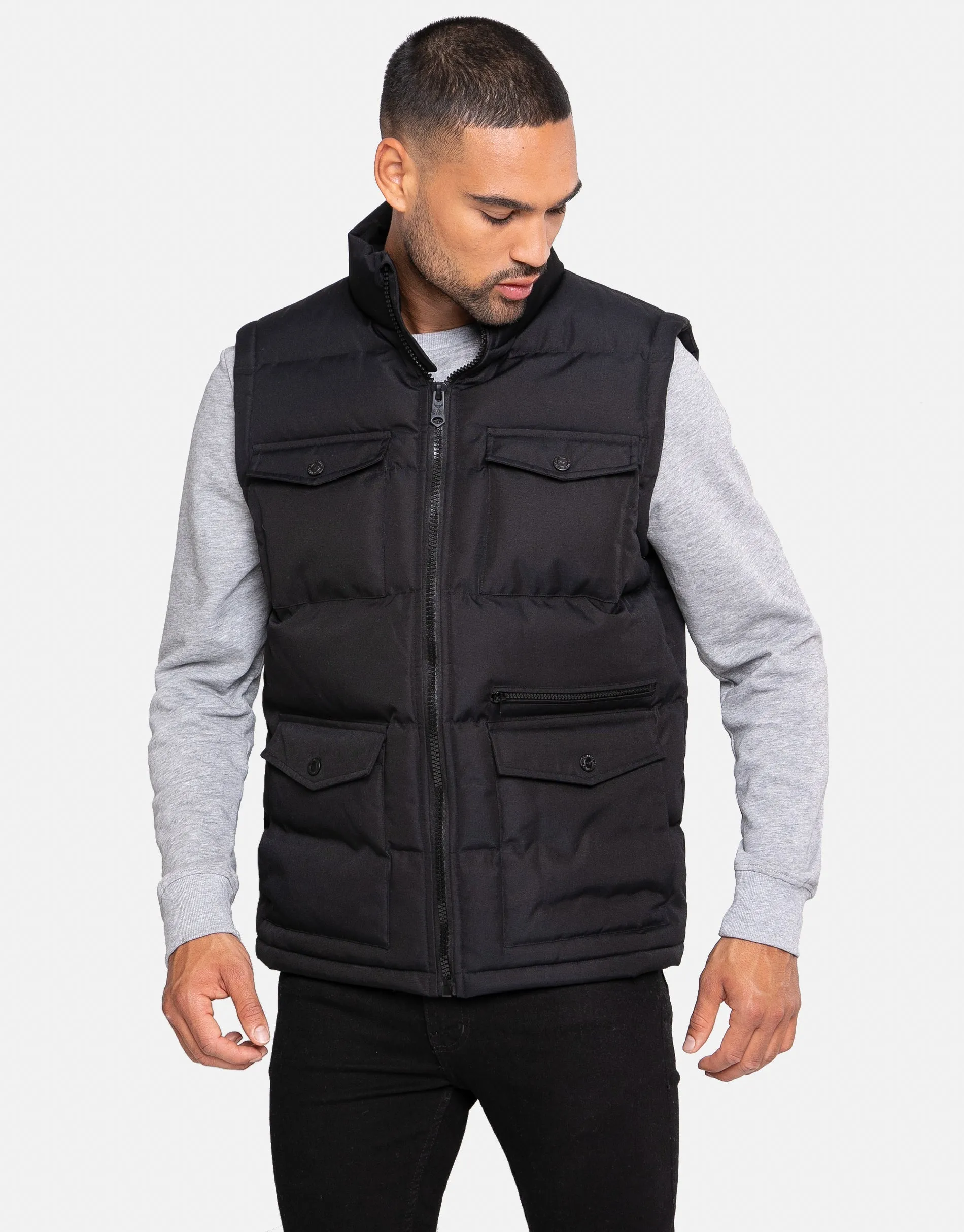 Men's Black Padded Gilet sold by Threadbare