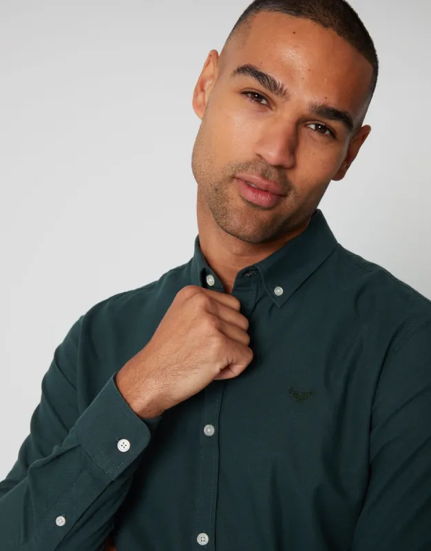 Men's Forest Green Cotton Long Sleeve Shirt sold by Threadbare