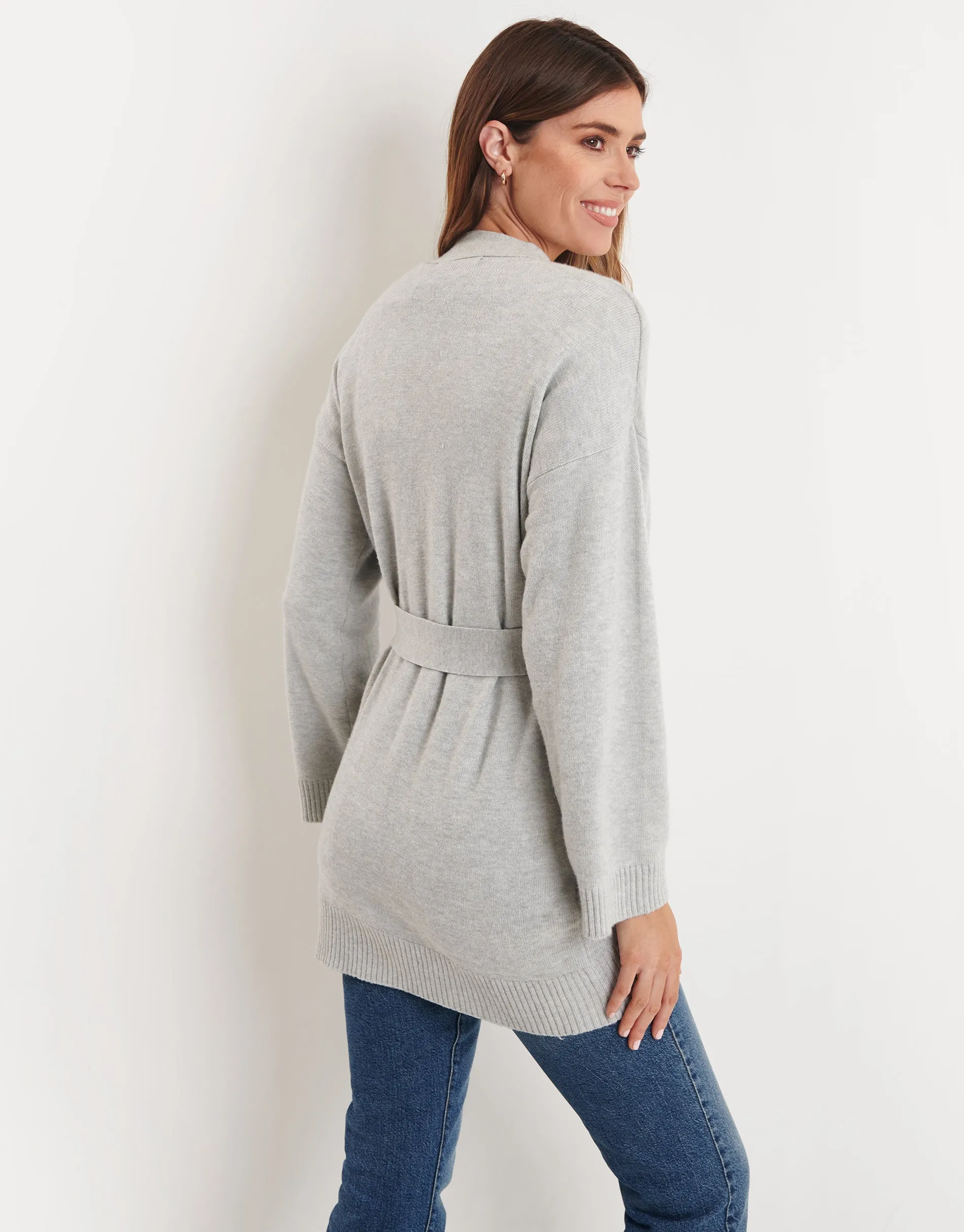 Women's Light Grey Belted Cardigan sold by Threadbare product image thumbnail 2