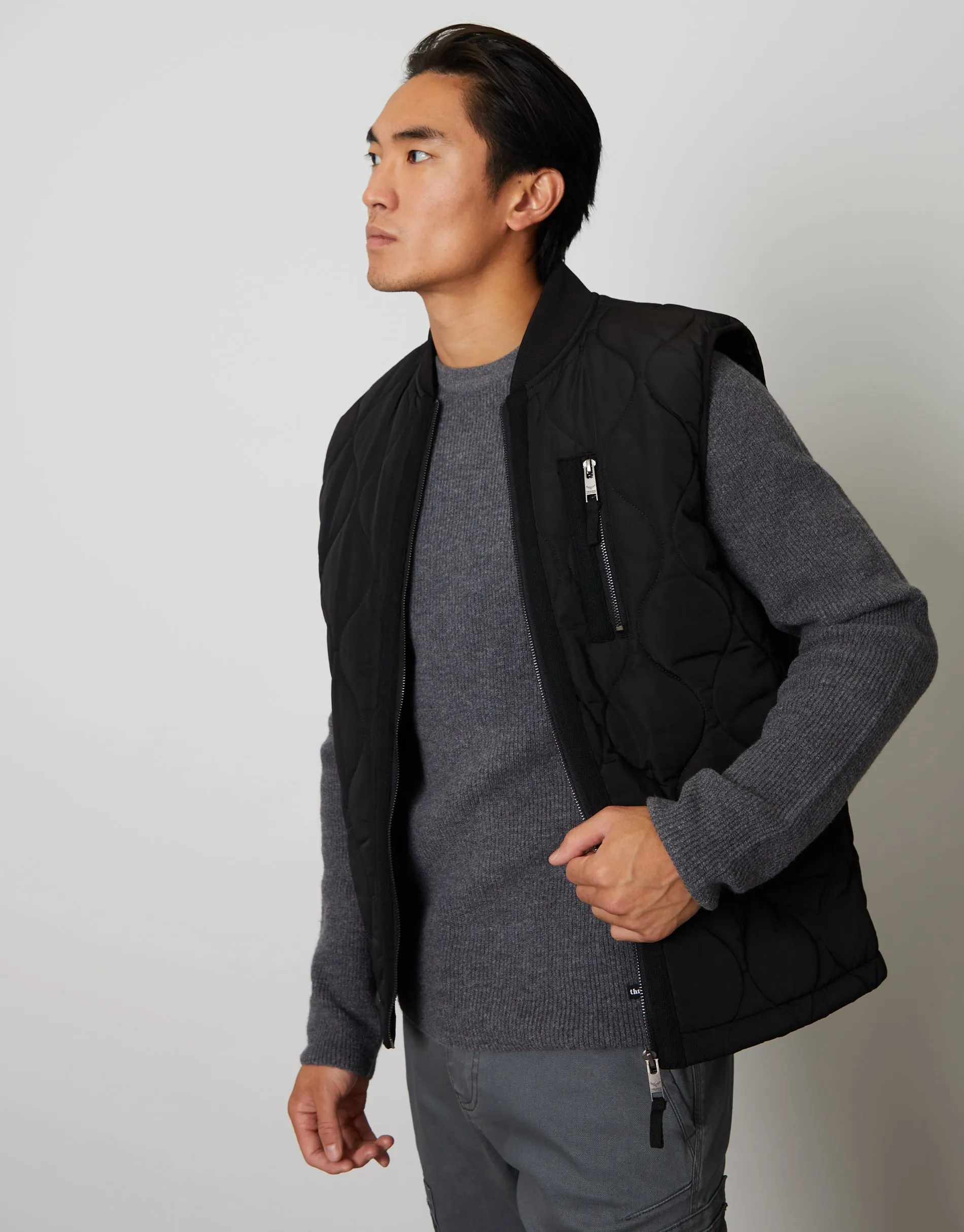 Men's Black Onion Quilted Gilet sold by Threadbare