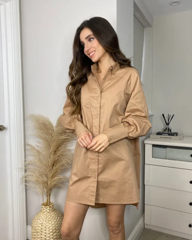 Women's Taupe Shirt Dress sold by Threadbare