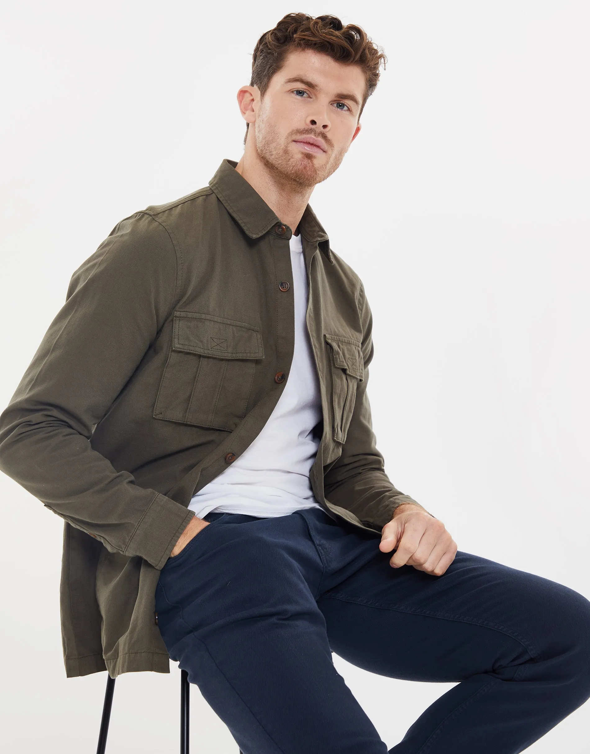 Men's Khaki Long Sleeve Shirt sold by Threadbare