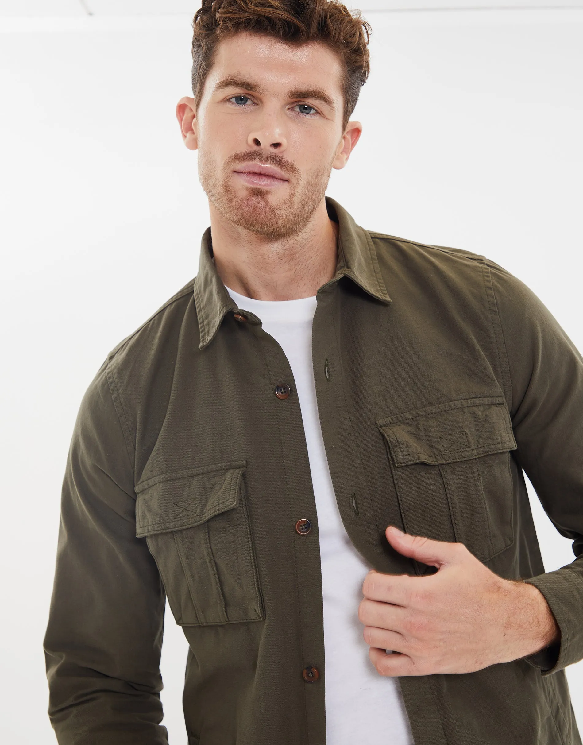 Men's Khaki Long Sleeve Shirt sold by Threadbare product image thumbnail 4