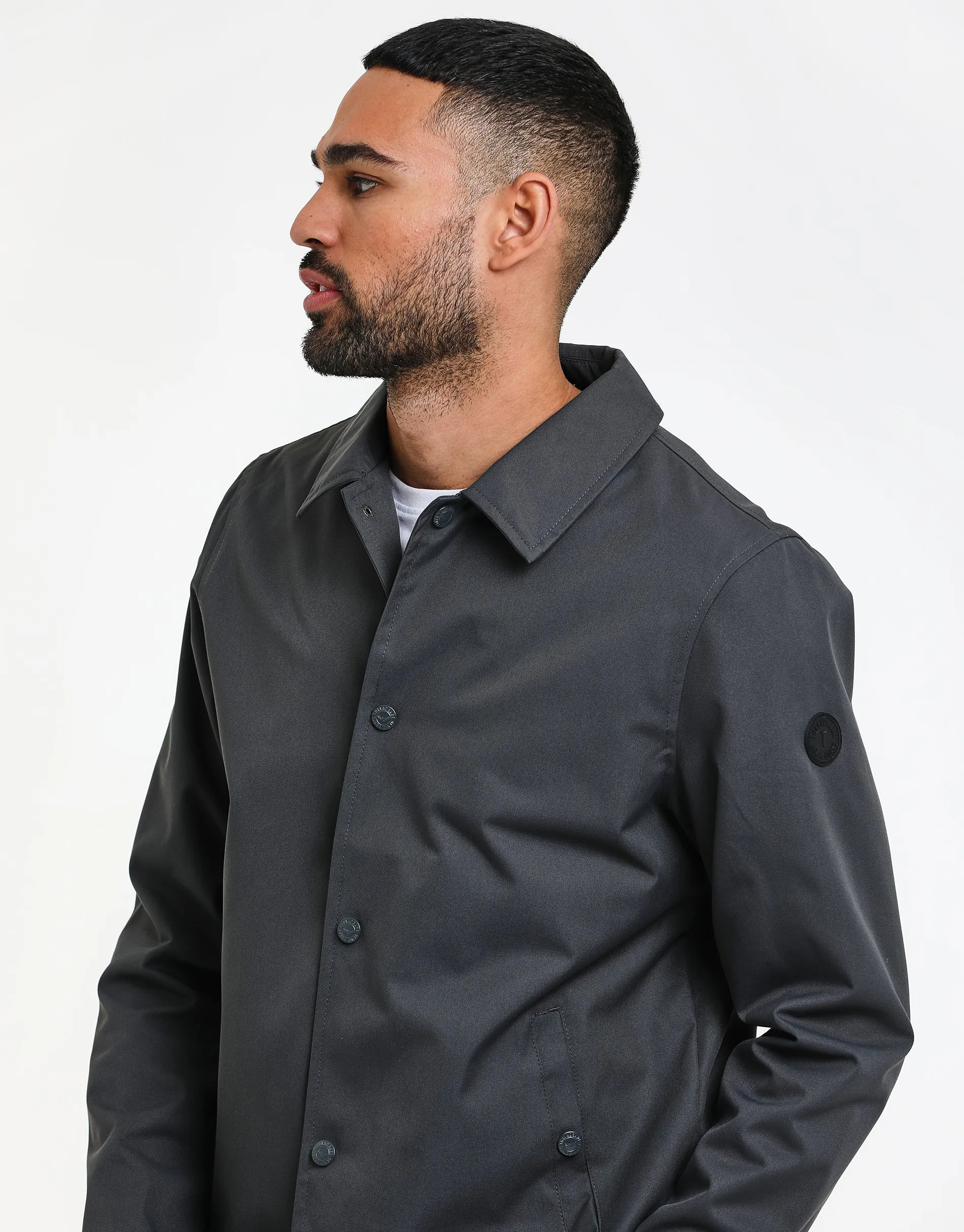 Men's Grey Coach Style Jacket sold by Threadbare product image thumbnail 4