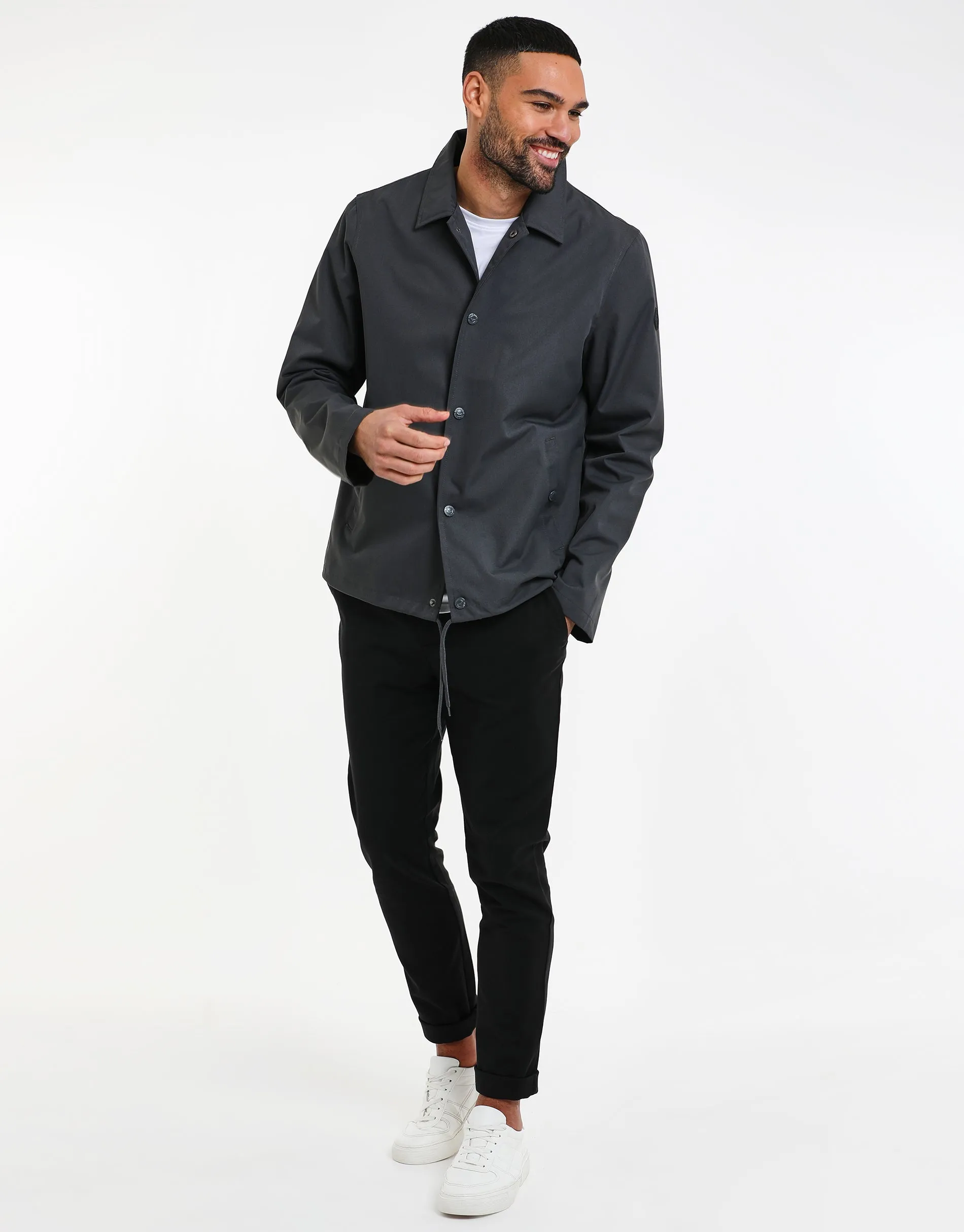 Men's Grey Coach Style Jacket sold by Threadbare product image thumbnail 3