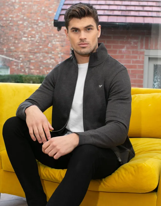 Men's Charcoal Marl Zip-Up Fleece Jumper sold by Threadbare