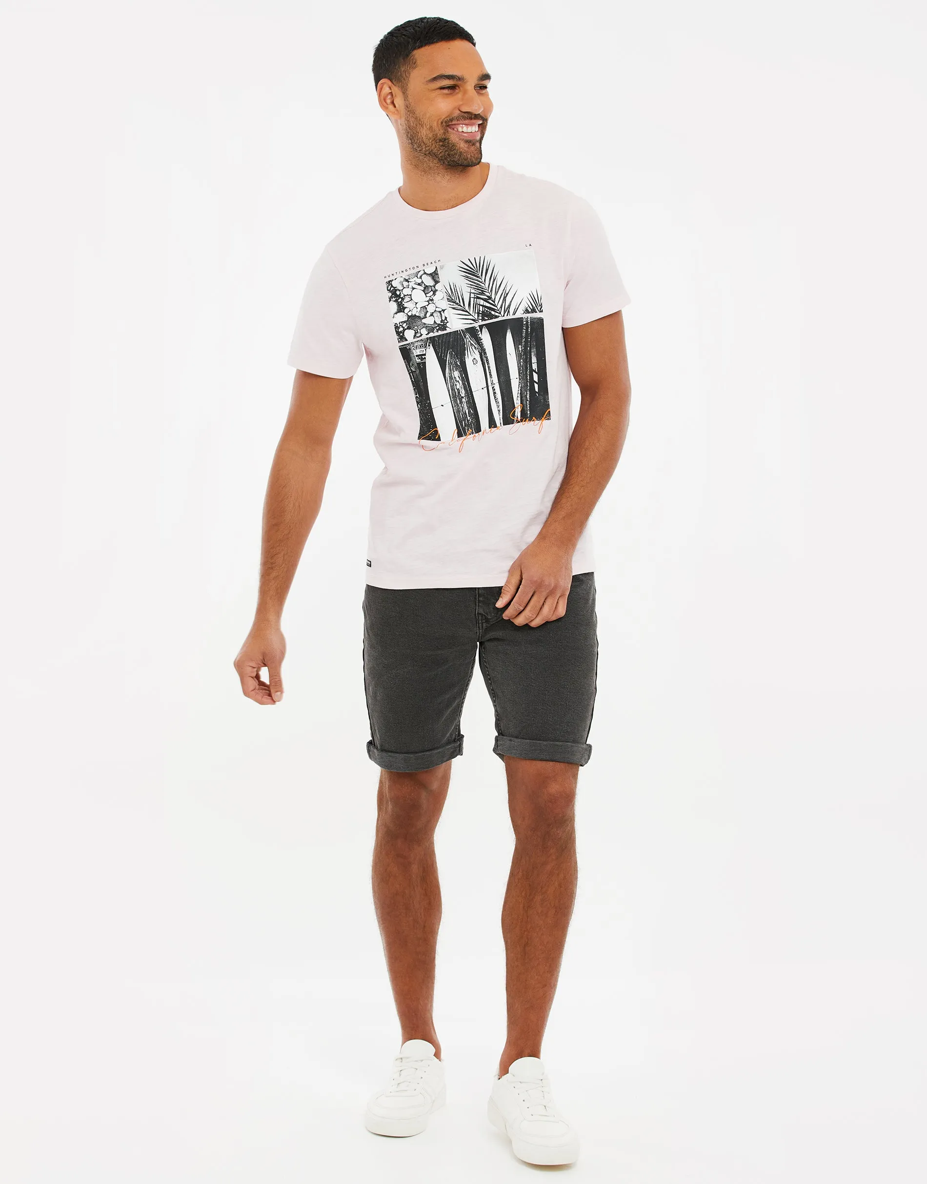 Men's Pink Surfer Graphic Print T-Shirt sold by Threadbare product image thumbnail 3