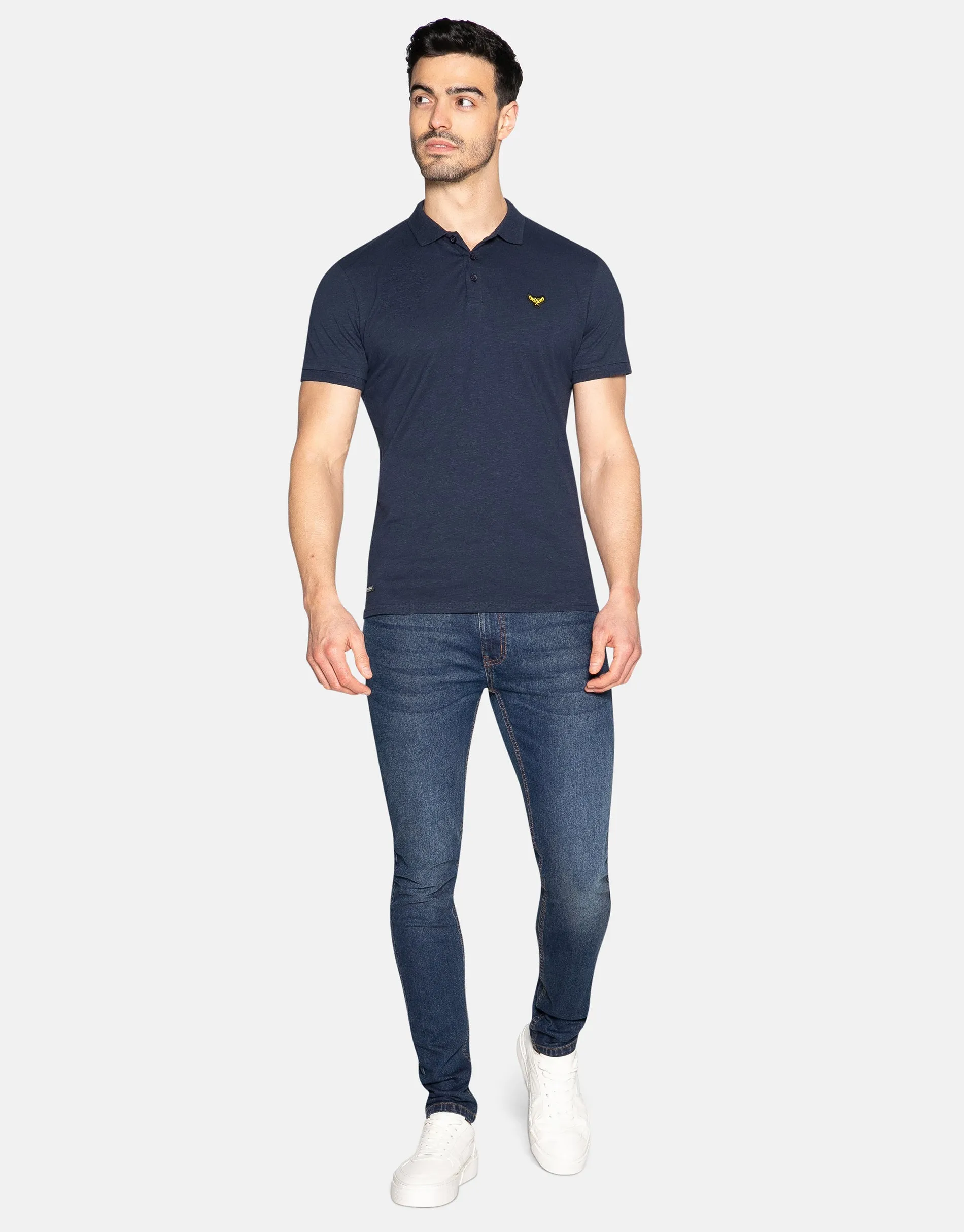 Men's Navy Short Sleeve Polo Shirt sold by Threadbare product image thumbnail 3