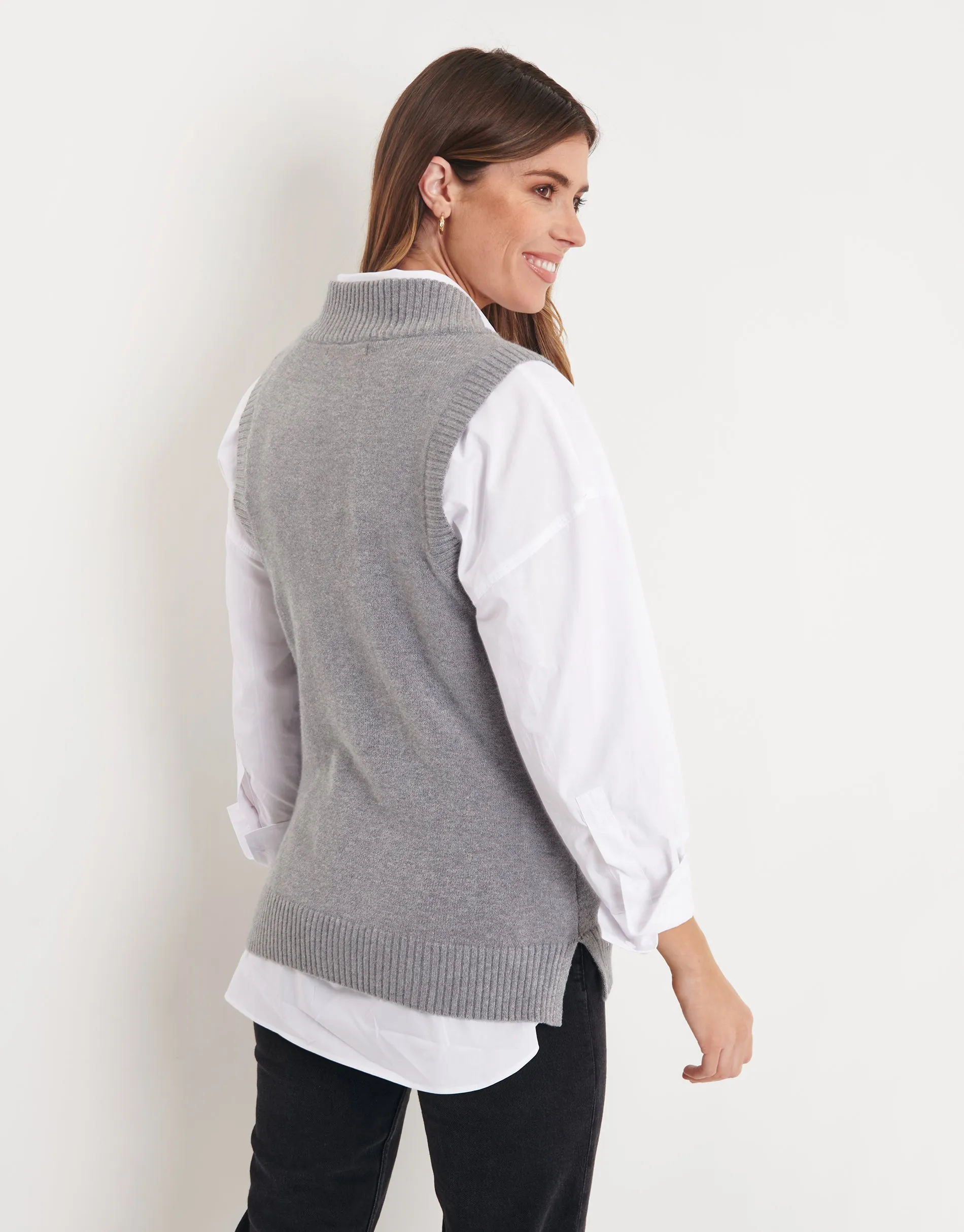Women's Grey Knitted Vest sold by Threadbare product image thumbnail 2