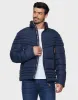 Men's Navy Funnel Neck Puffer Jacket sold by Threadbare