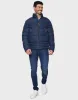 Men's Navy Funnel Neck Puffer Jacket sold by Threadbare