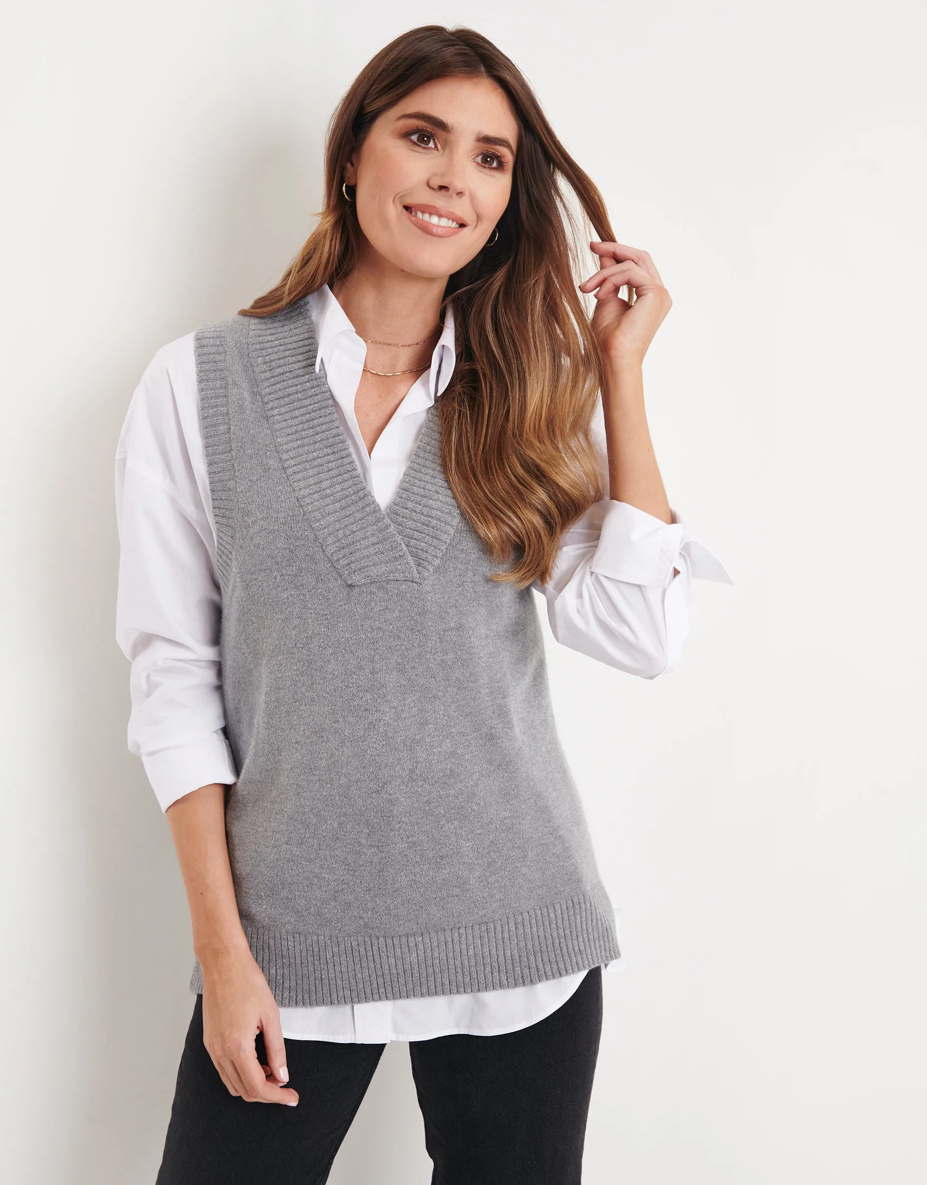 Women's Grey Knitted Vest sold by Threadbare