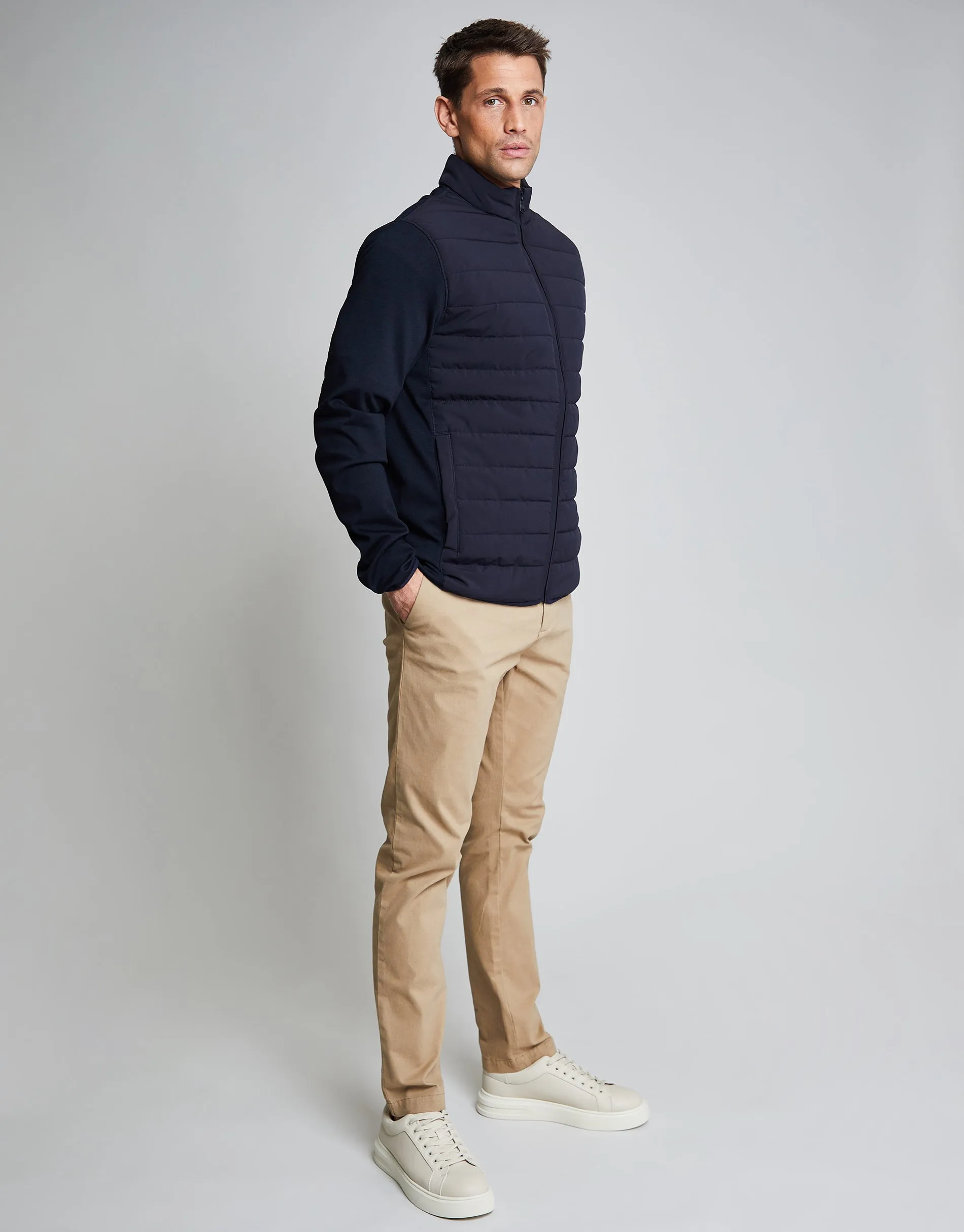 Threadbare Luxe Men's Navy Quilted Hybrid Funnel Neck Jacket sold by Threadbare product image thumbnail 3