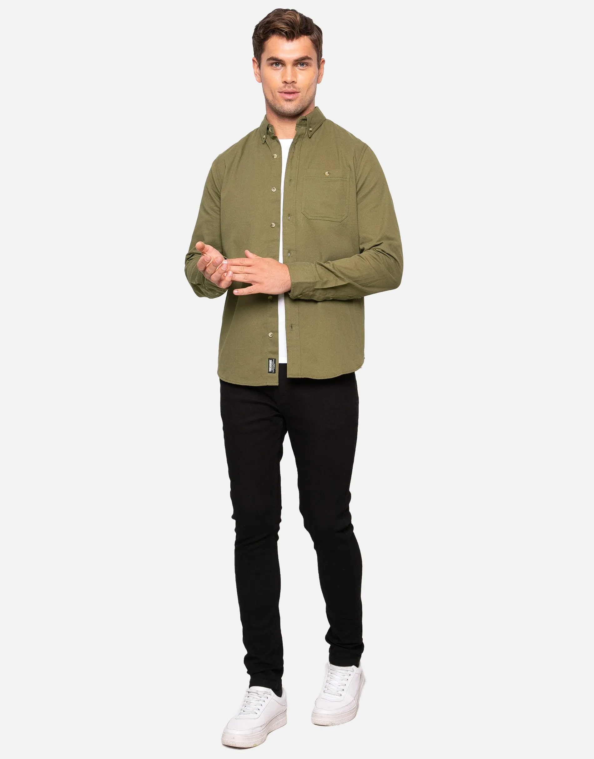 Men's Khaki Plain Long Sleeve Shirt sold by Threadbare product image thumbnail 3