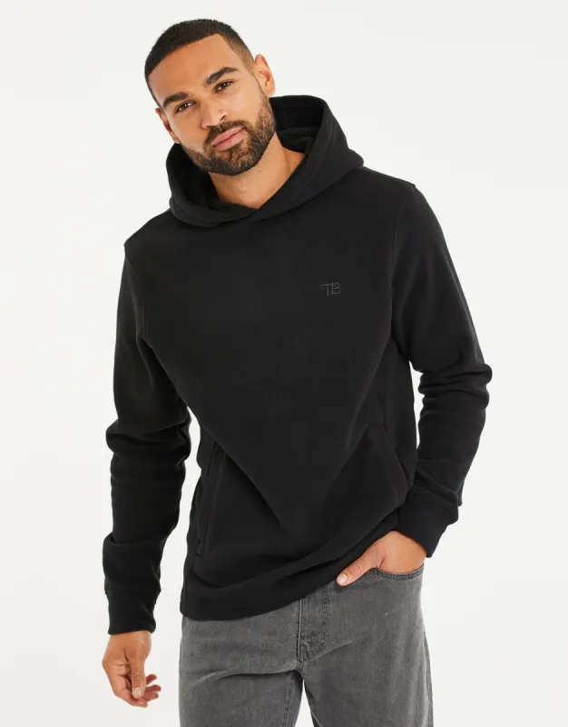 Black Microfleece Overhead Hoodie sold by Threadbare
