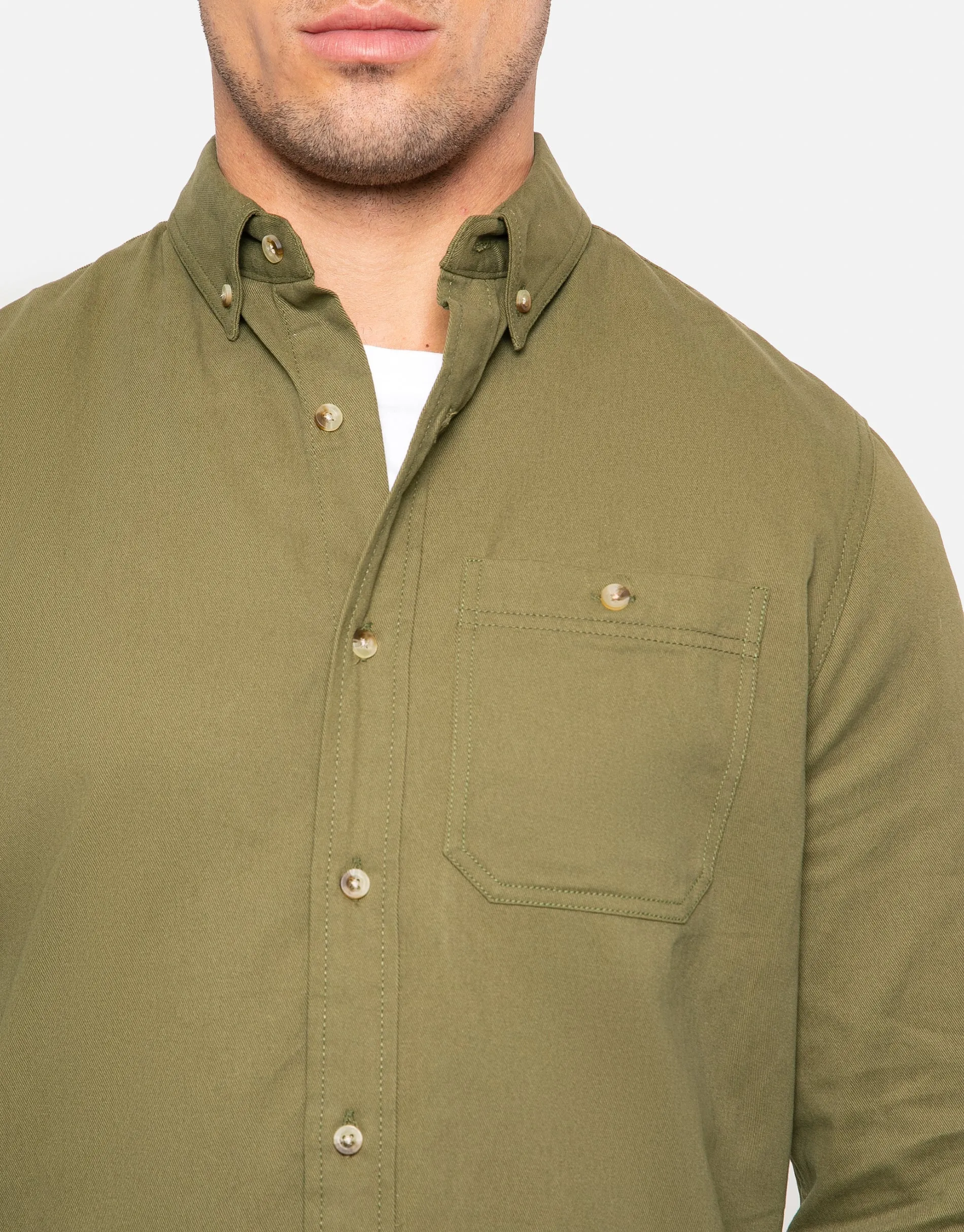 Men's Khaki Plain Long Sleeve Shirt sold by Threadbare product image thumbnail 4