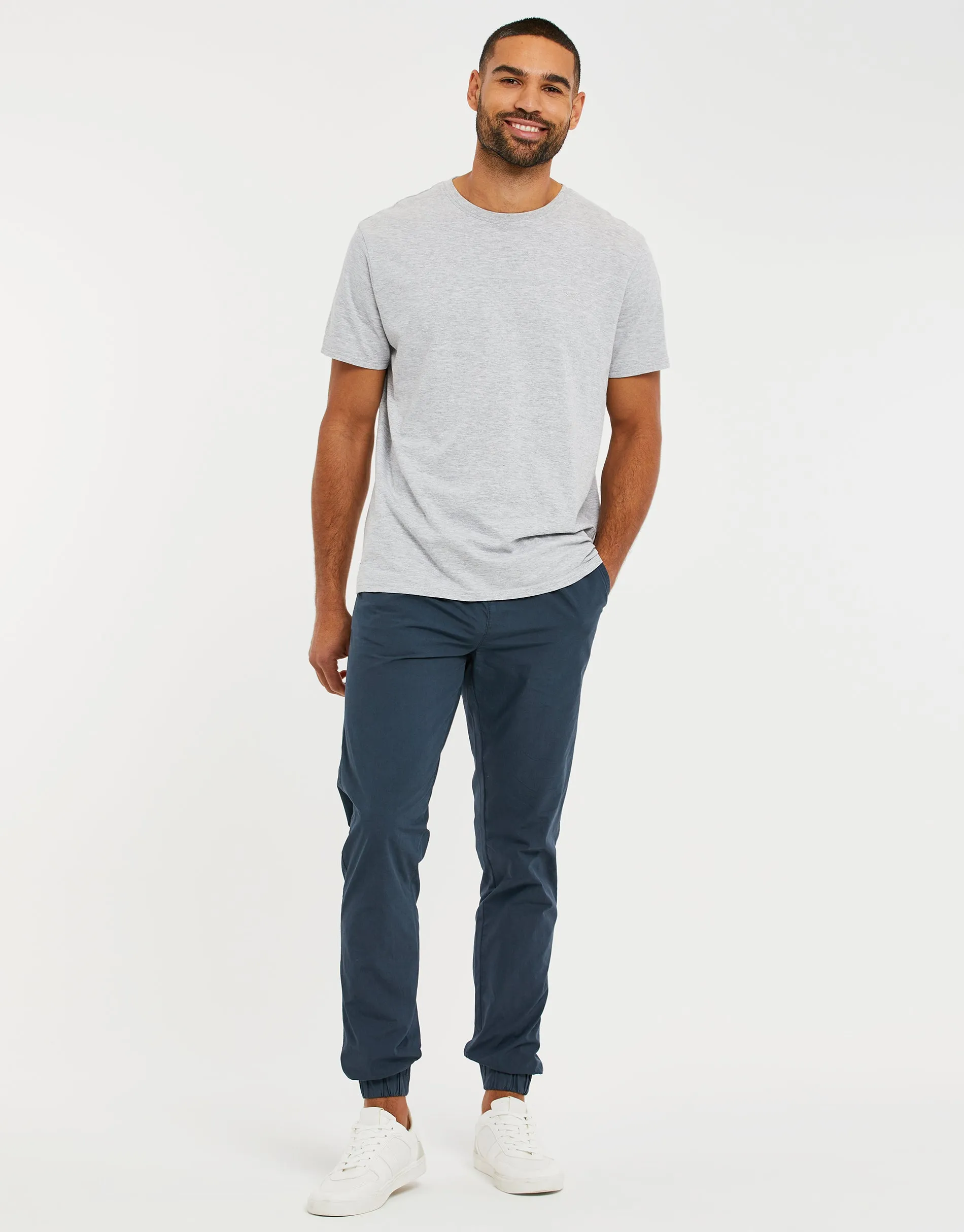 Men's Denim Blue Cuffed Jogger Style Trousers sold by Threadbare product image thumbnail 3