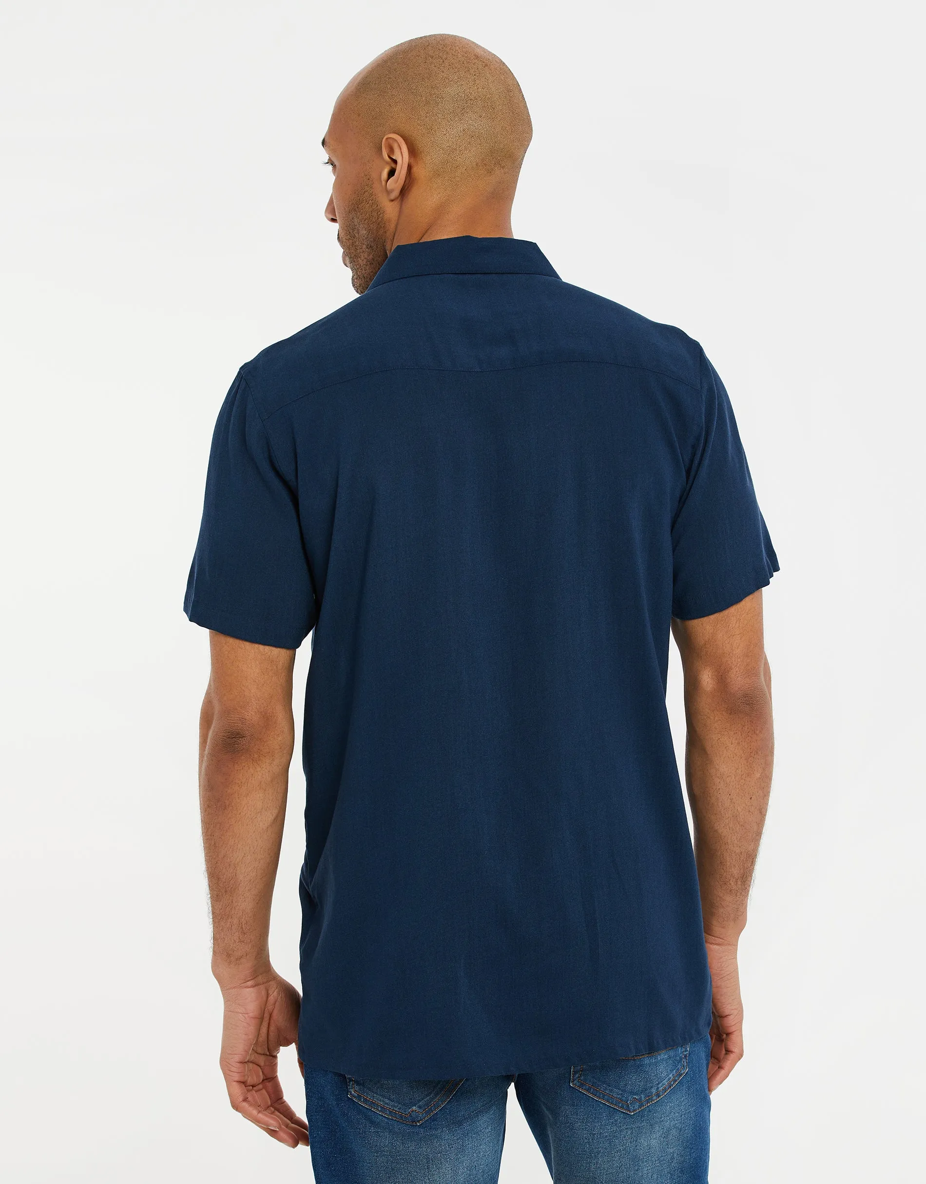 Men's Navy Striped Short Sleeve Shirt sold by Threadbare product image thumbnail 2