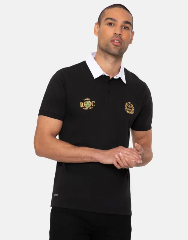 Men's Black Short Sleeve Rugby Shirt sold by Threadbare