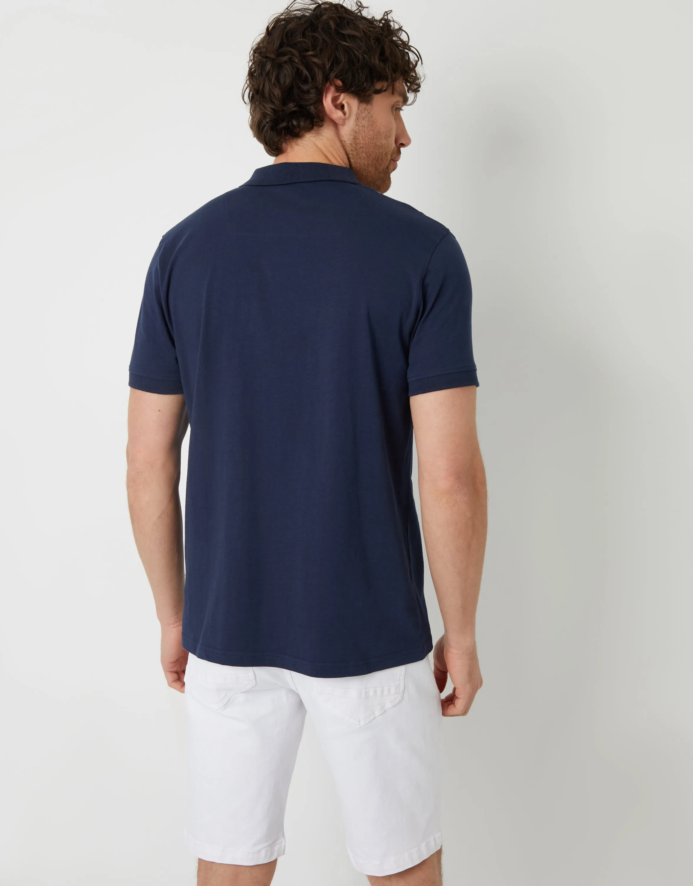 Men's Navy Colourblock Stripe Rib Collar Polo Shirt sold by Threadbare product image thumbnail 2