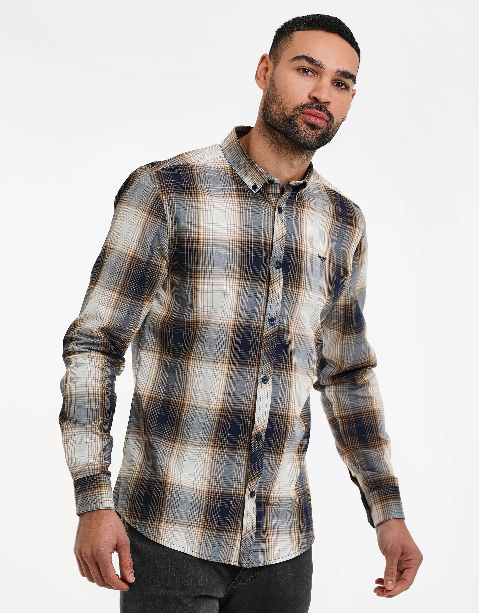 Men's Umbria Check Long Sleeve Shirt sold by Threadbare