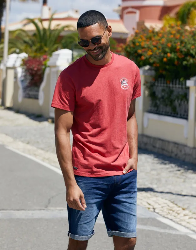 Men's Red Marl Crew Neck T-Shirt made by Threadbare