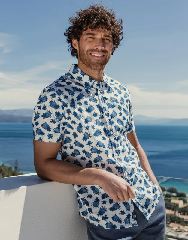Threadbare Men's Off White Pineapple Print Short Sleeve Shirt sold by Threadbare
