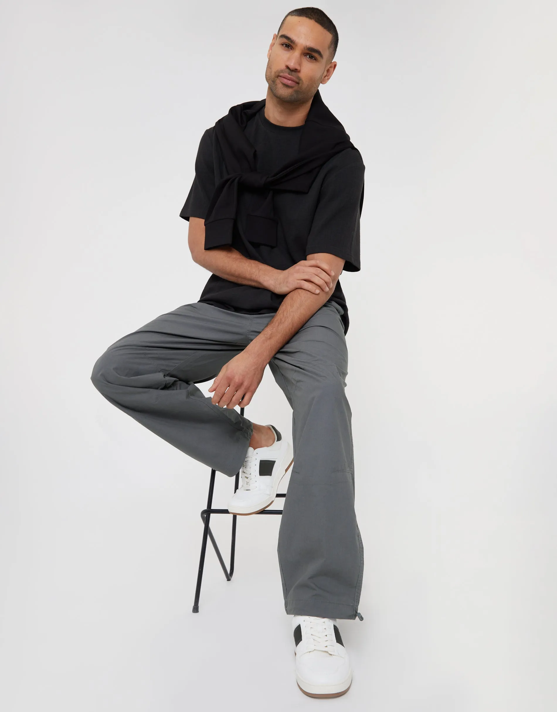 Slate Grey Relaxed Fit Jogger Style Cuffed Trousers sold by Threadbare product image thumbnail 5