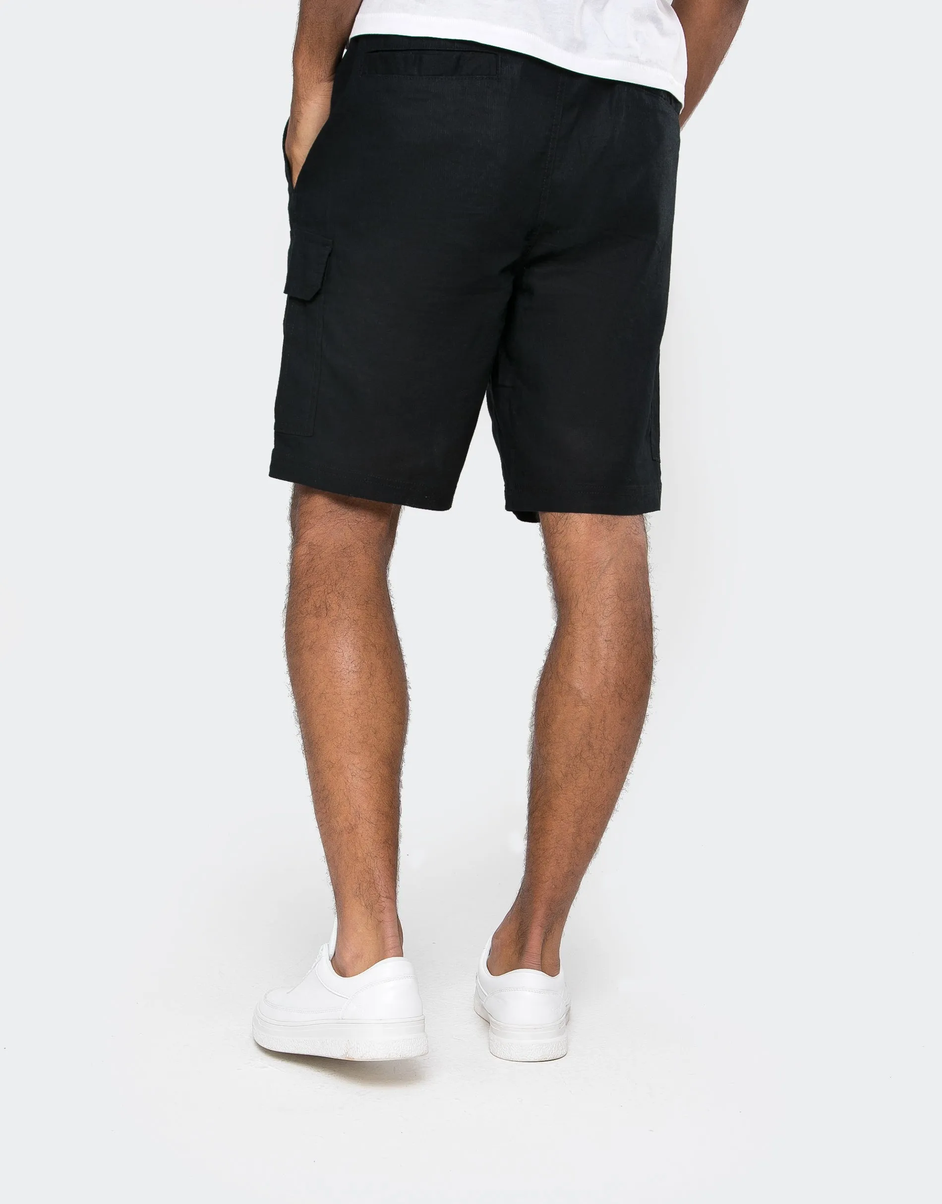 Men's Navy Linen Blend Cargo Shorts sold by Threadbare product image thumbnail 2