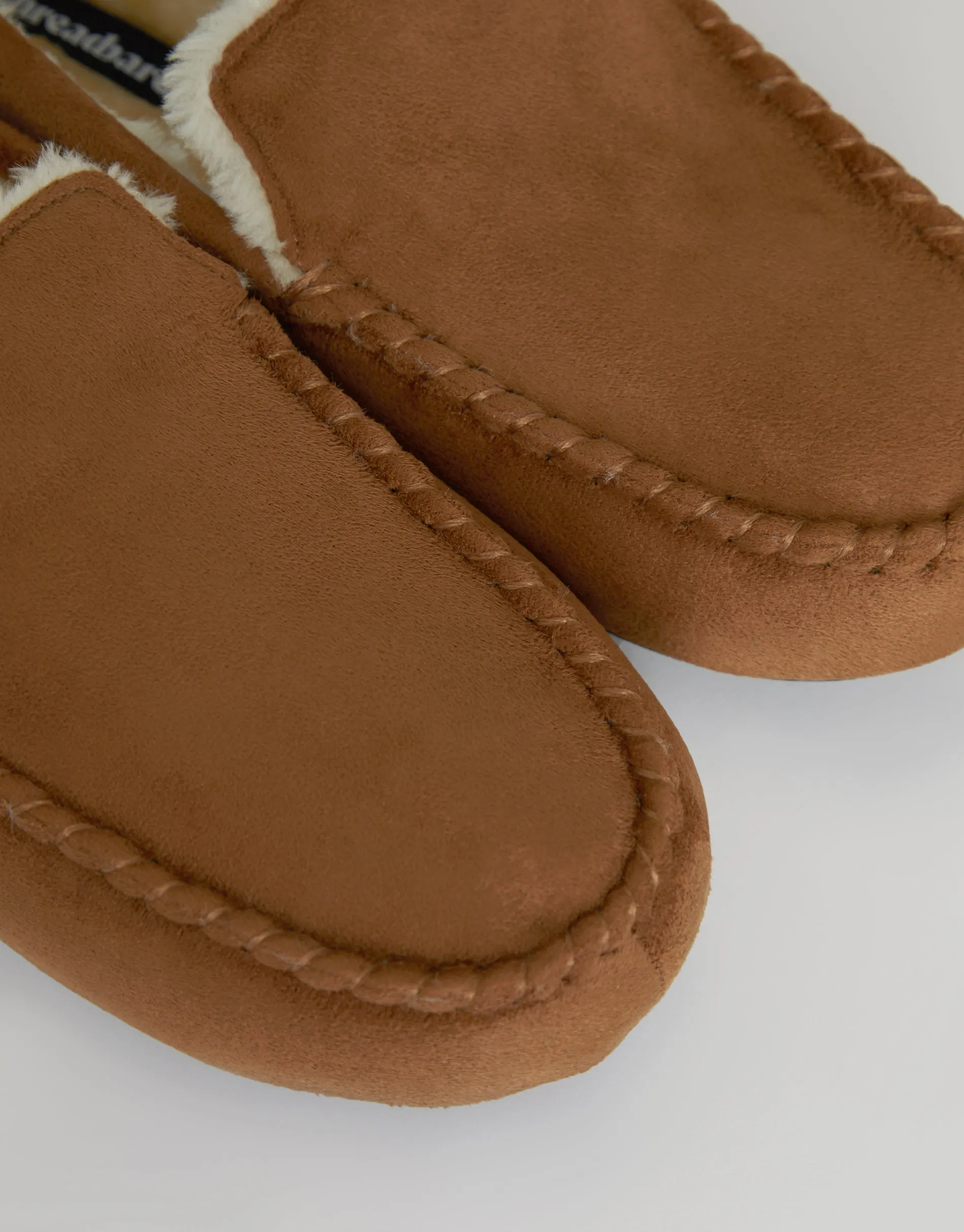Threadbare Men's Tan Brown Suedette Moccasin Slippers with Faux Fur Lining sold by Threadbare product image thumbnail 4