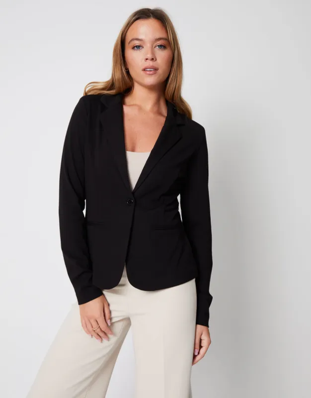 Women's Black Ponte Blazer sold by Threadbare