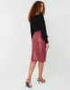 Women's Burgundy PU Front Split Midi Skirt sold by Threadbare