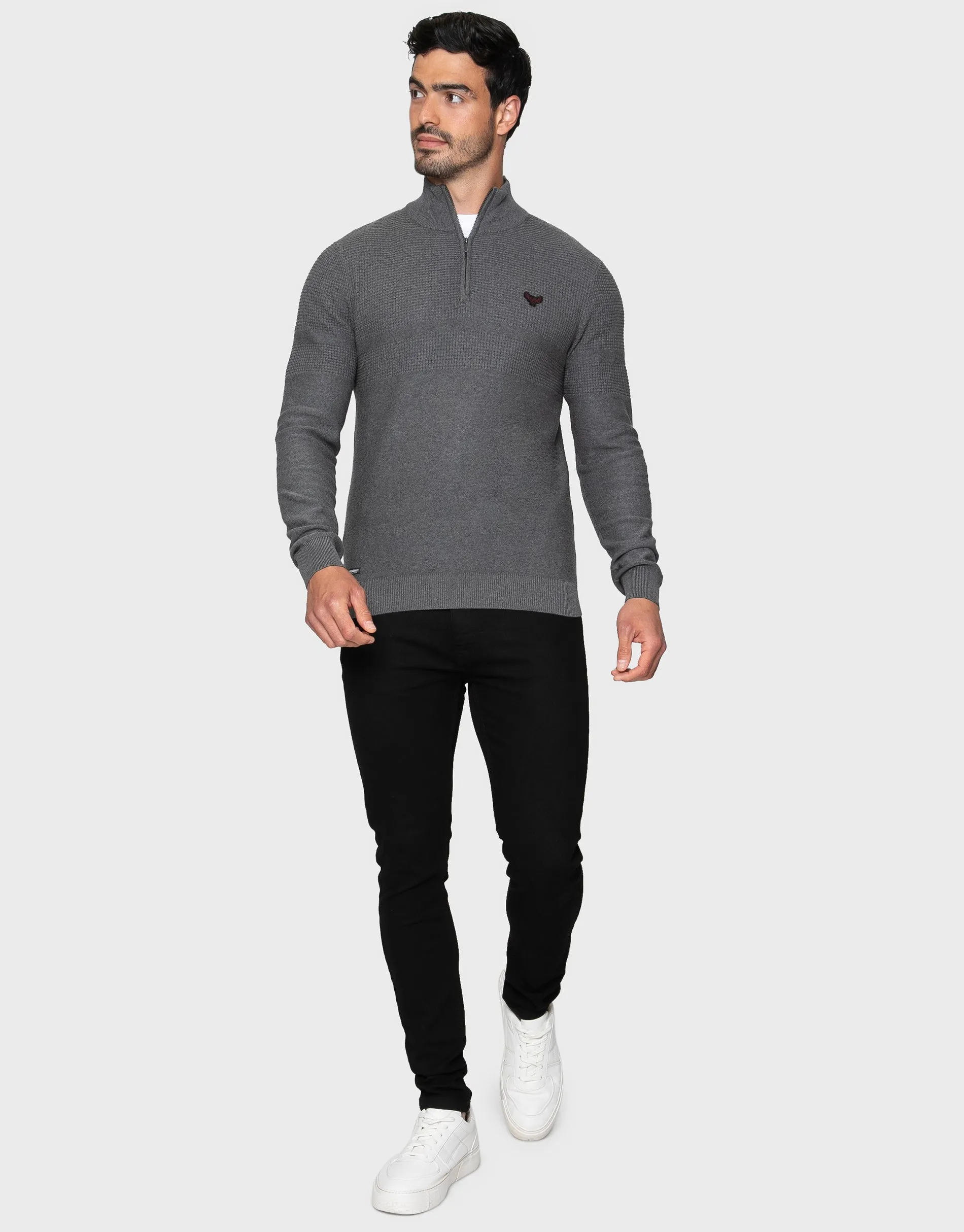 Men's Mid Grey Marl Quarter Zip Jumper sold by Threadbare product image thumbnail 3
