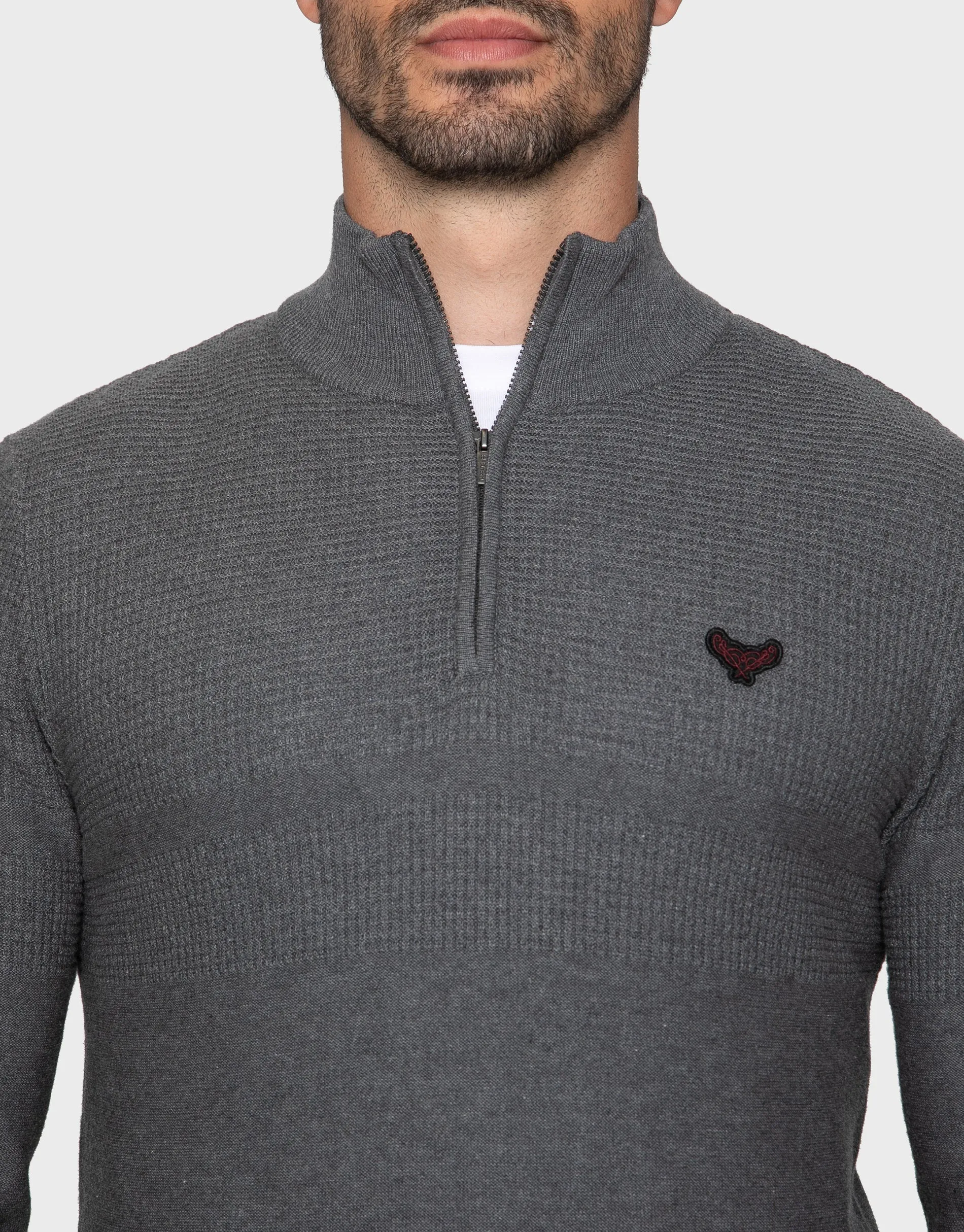 Men's Mid Grey Marl Quarter Zip Jumper sold by Threadbare product image thumbnail 4
