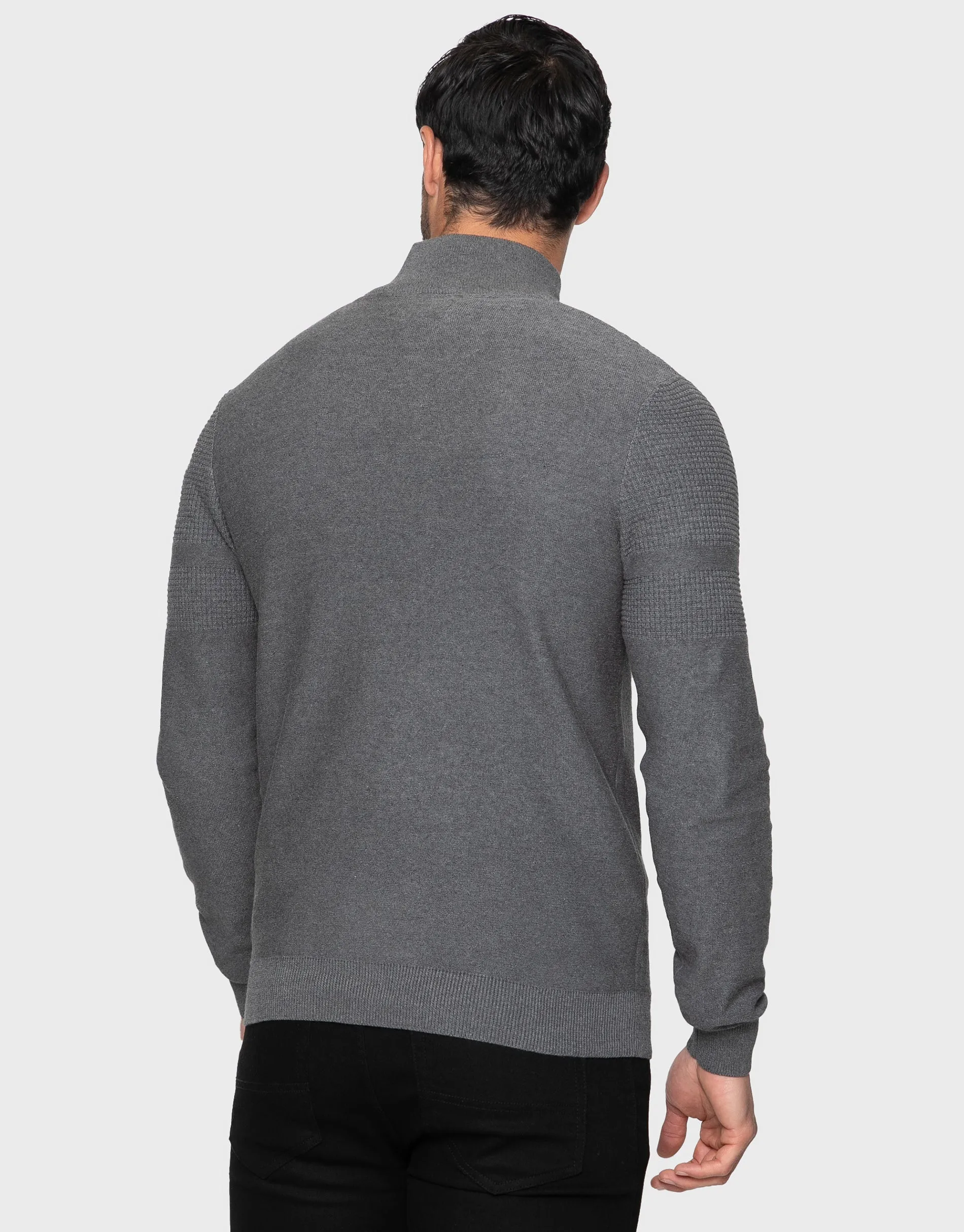 Men's Mid Grey Marl Quarter Zip Jumper sold by Threadbare product image thumbnail 2