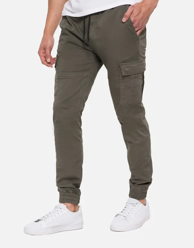 Men's Khaki Slim Fit Cargo Trousers sold by Threadbare