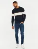 Men's Navy Colourblock Crew Neck Jumper sold by Threadbare