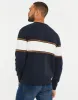 Men's Navy Colourblock Crew Neck Jumper sold by Threadbare