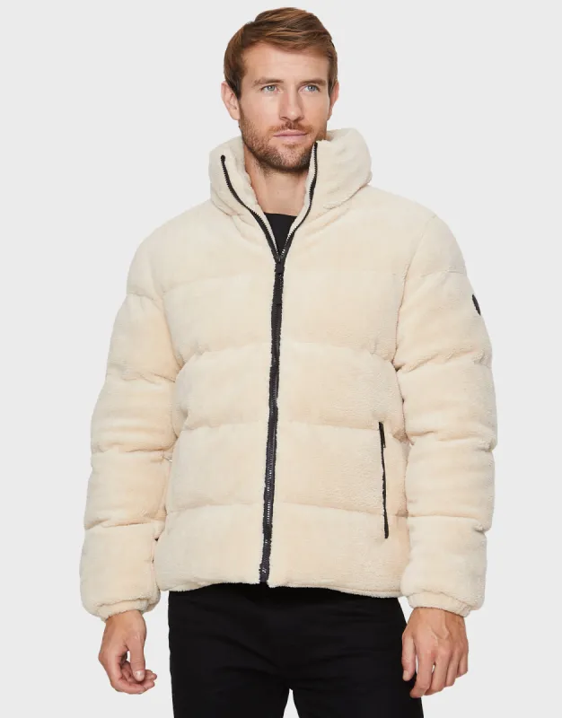 Men's Stone Faux Borg Jacket sold by Threadbare