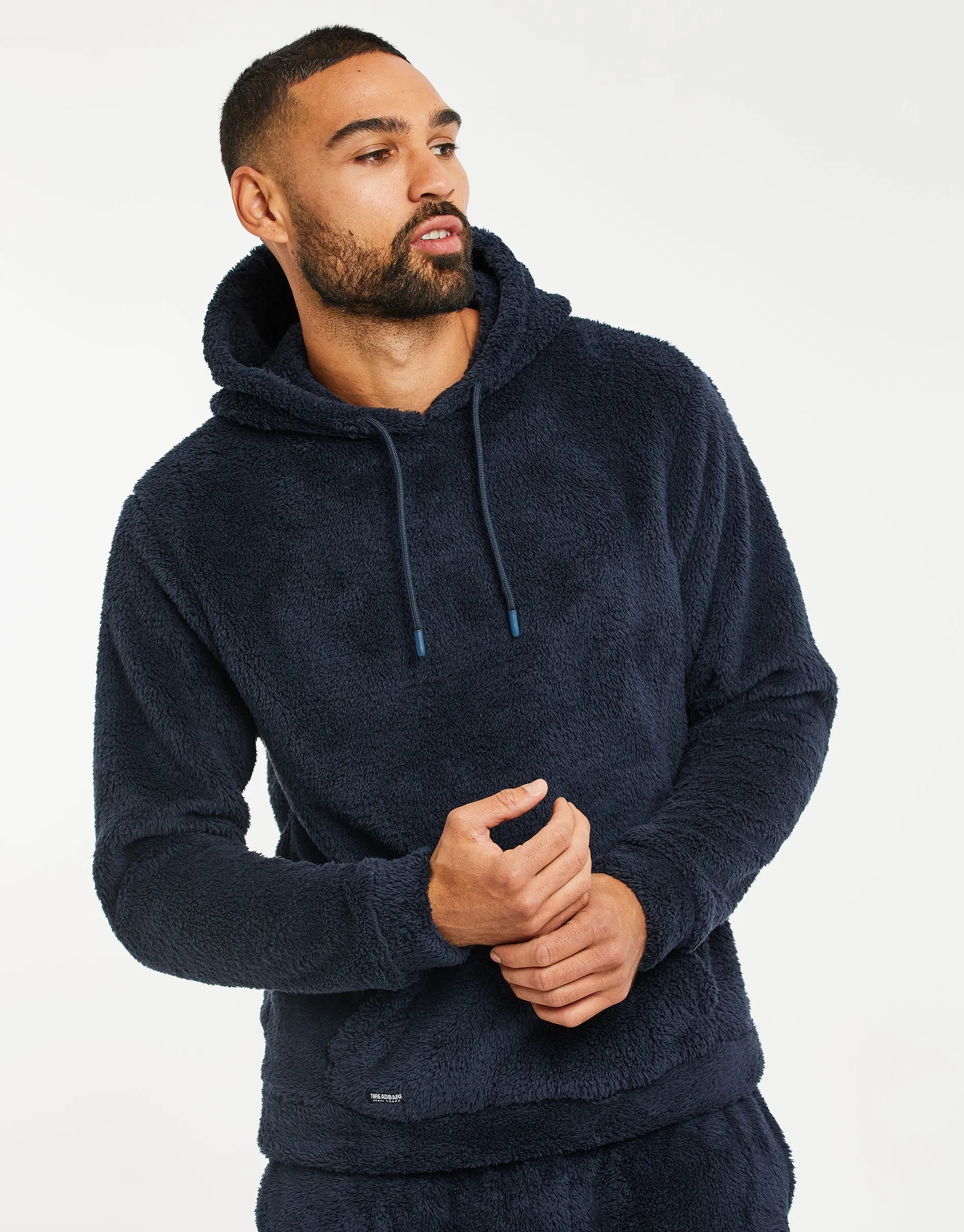 Navy Borg Hoodie Lounge Set (2-Piece Set) sold by Threadbare product image thumbnail 3