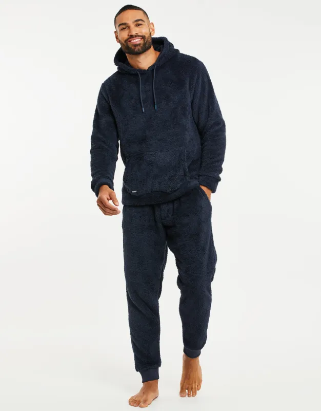 Men's Navy Borg Loungewear (2-Piece Set) sold by Threadbare