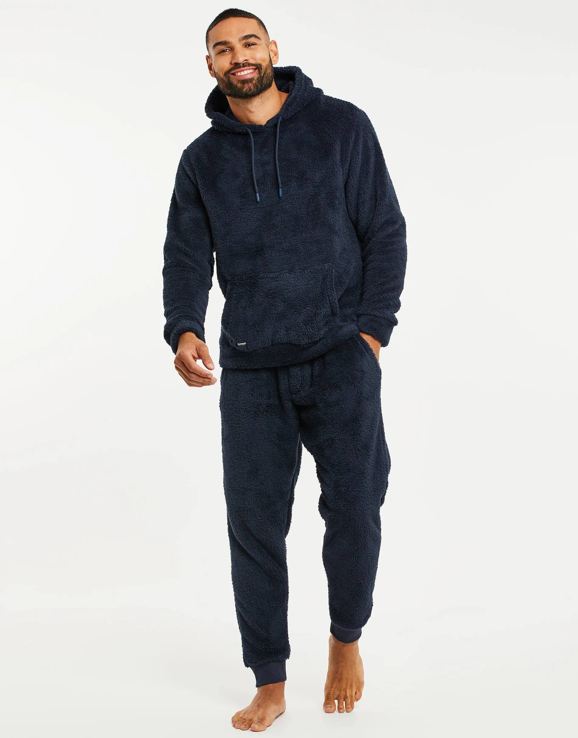 Navy Borg Hoodie Lounge Set (2-Piece Set) sold by Threadbare