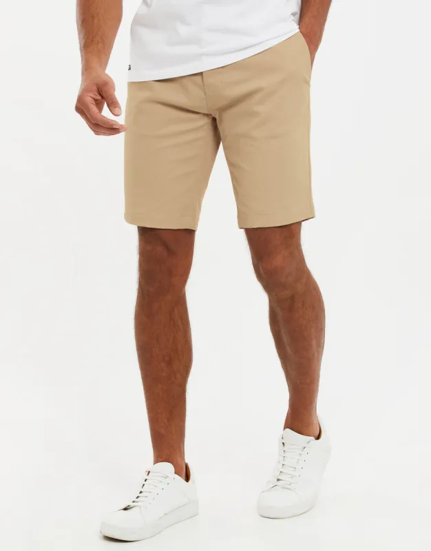 Men's Stone Slim Fit Chino Shorts sold by Threadbare