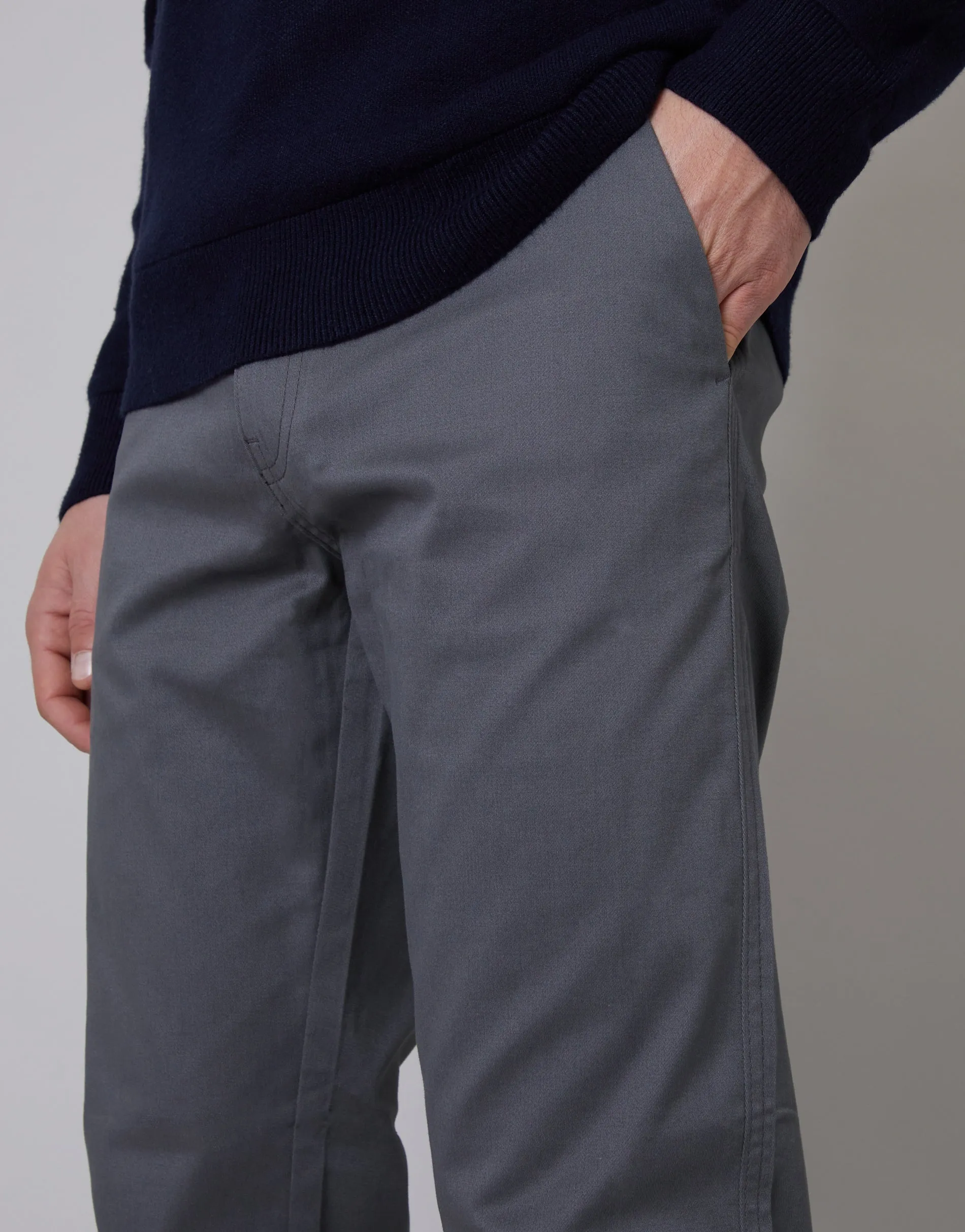 Slate Grey Regular Fit Chino Trousers sold by Threadbare product image thumbnail 4