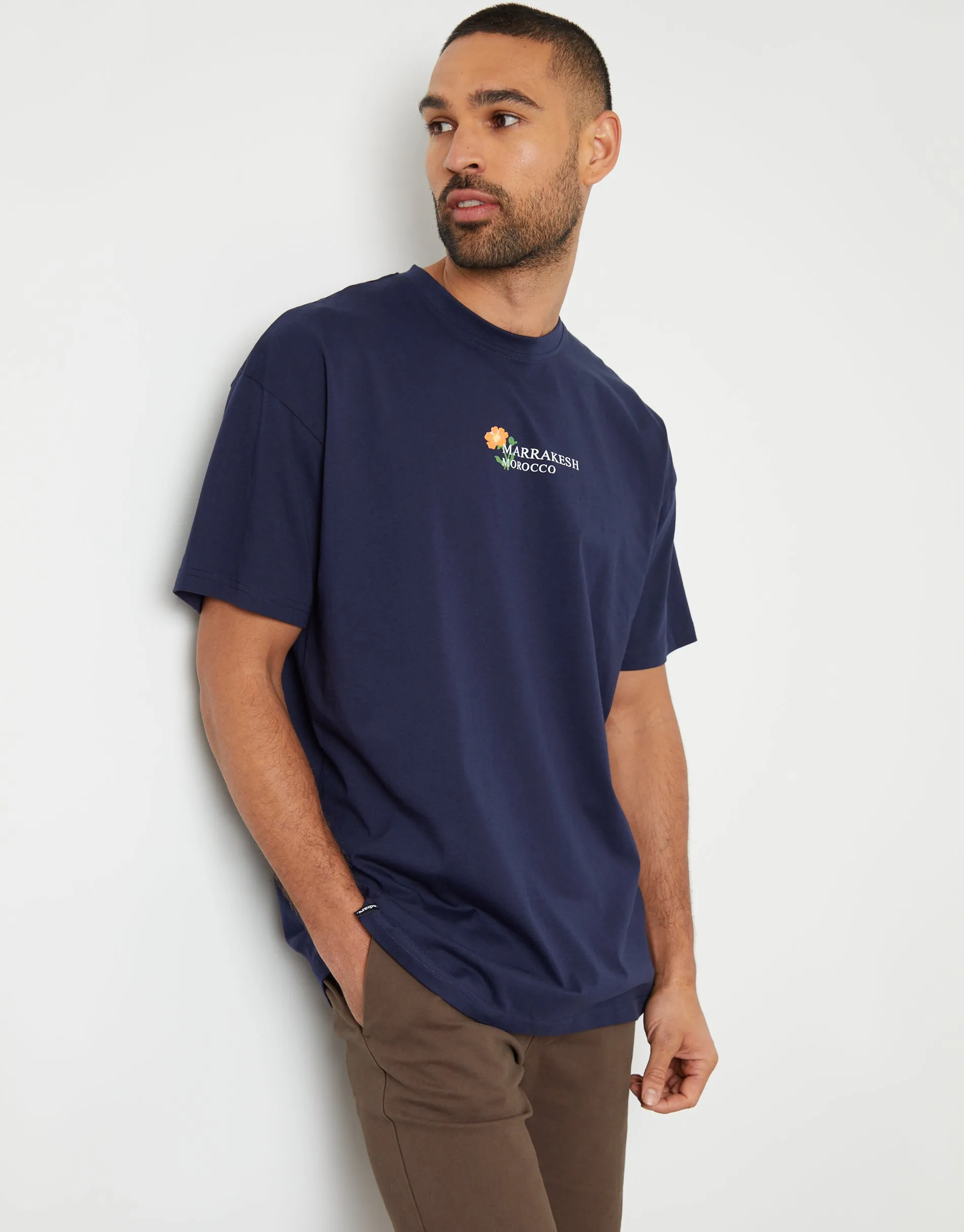 Navy Floral Graphic Print Oversized T-Shirt sold by Threadbare product image thumbnail 2