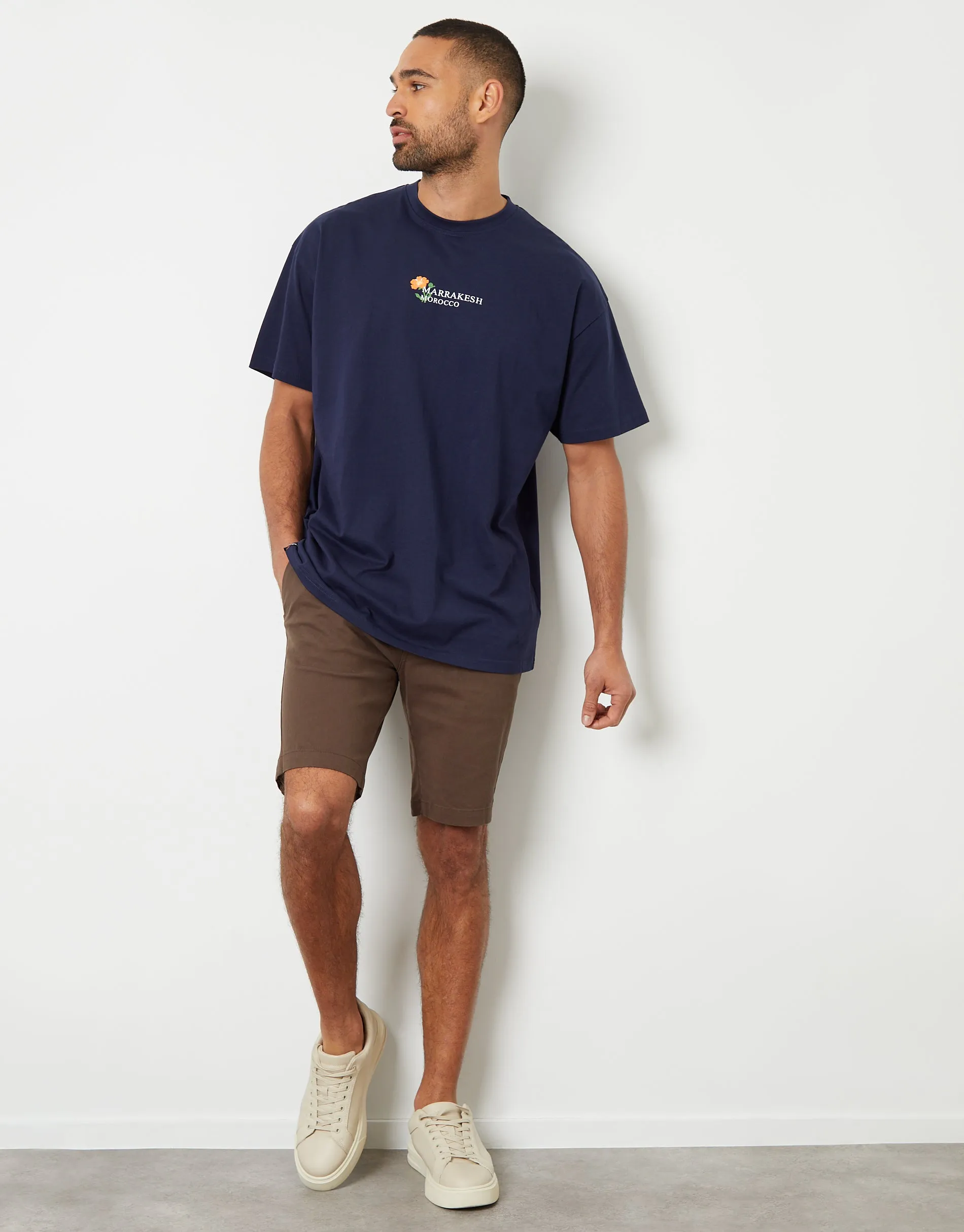 Navy Floral Graphic Print Oversized T-Shirt sold by Threadbare product image thumbnail 3