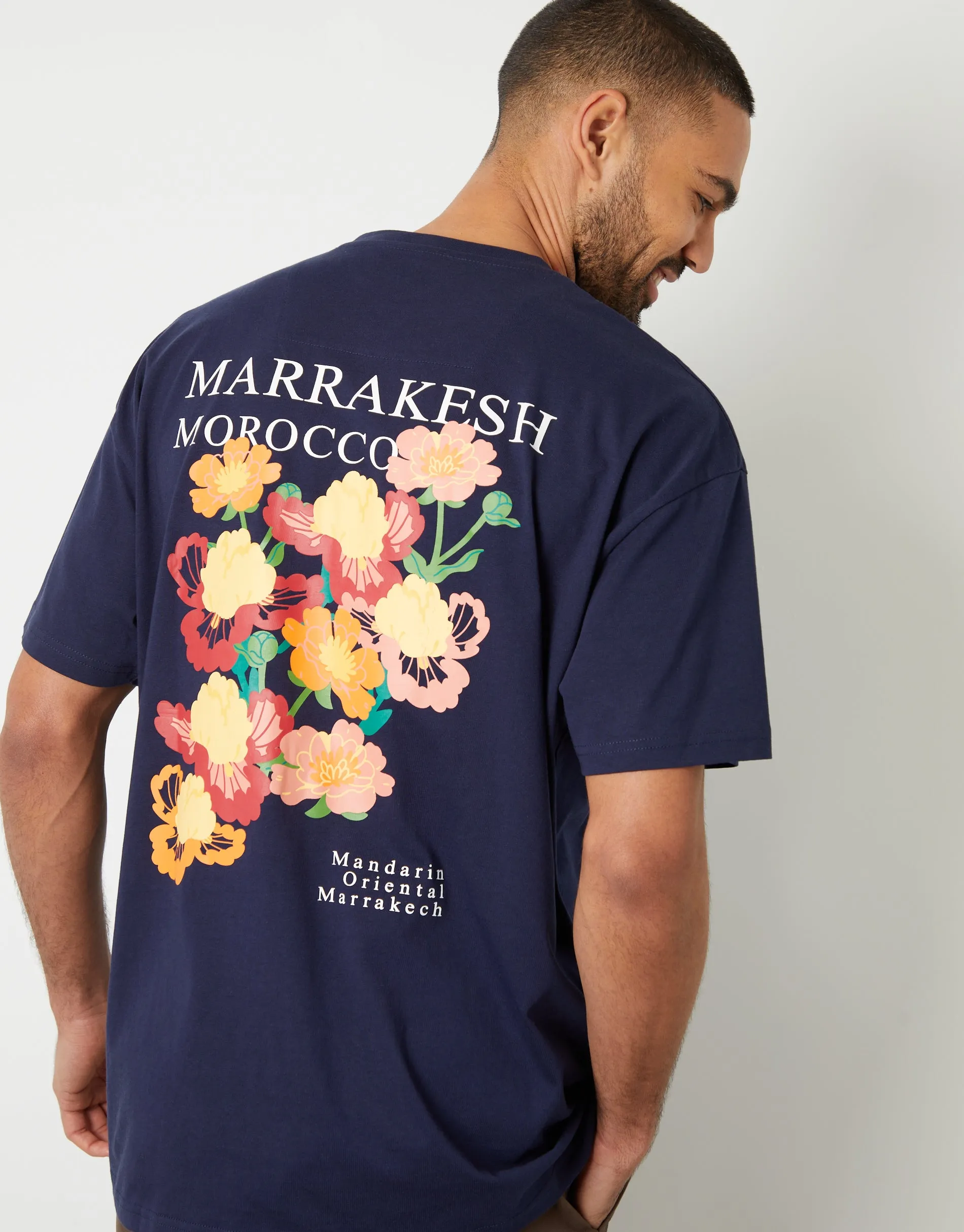 Navy Floral Graphic Print Oversized T-Shirt sold by Threadbare