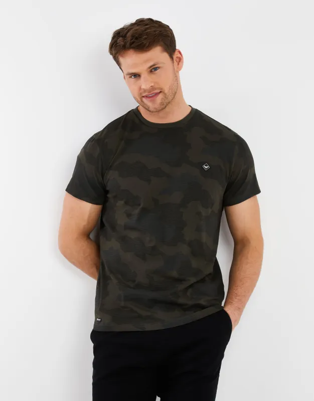 Men's Khaki Camo Print T-Shirt sold by Threadbare