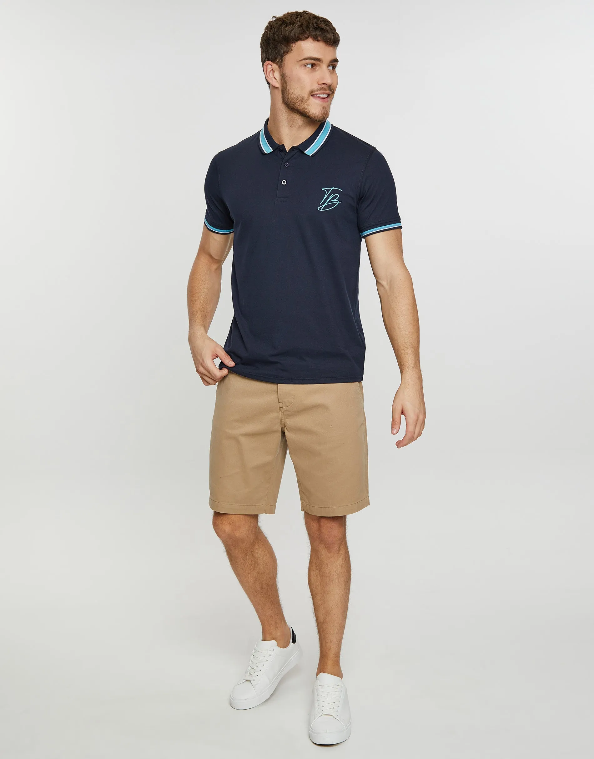 Men's Navy Contrast Collar Branded Polo Shirt sold by Threadbare product image thumbnail 3