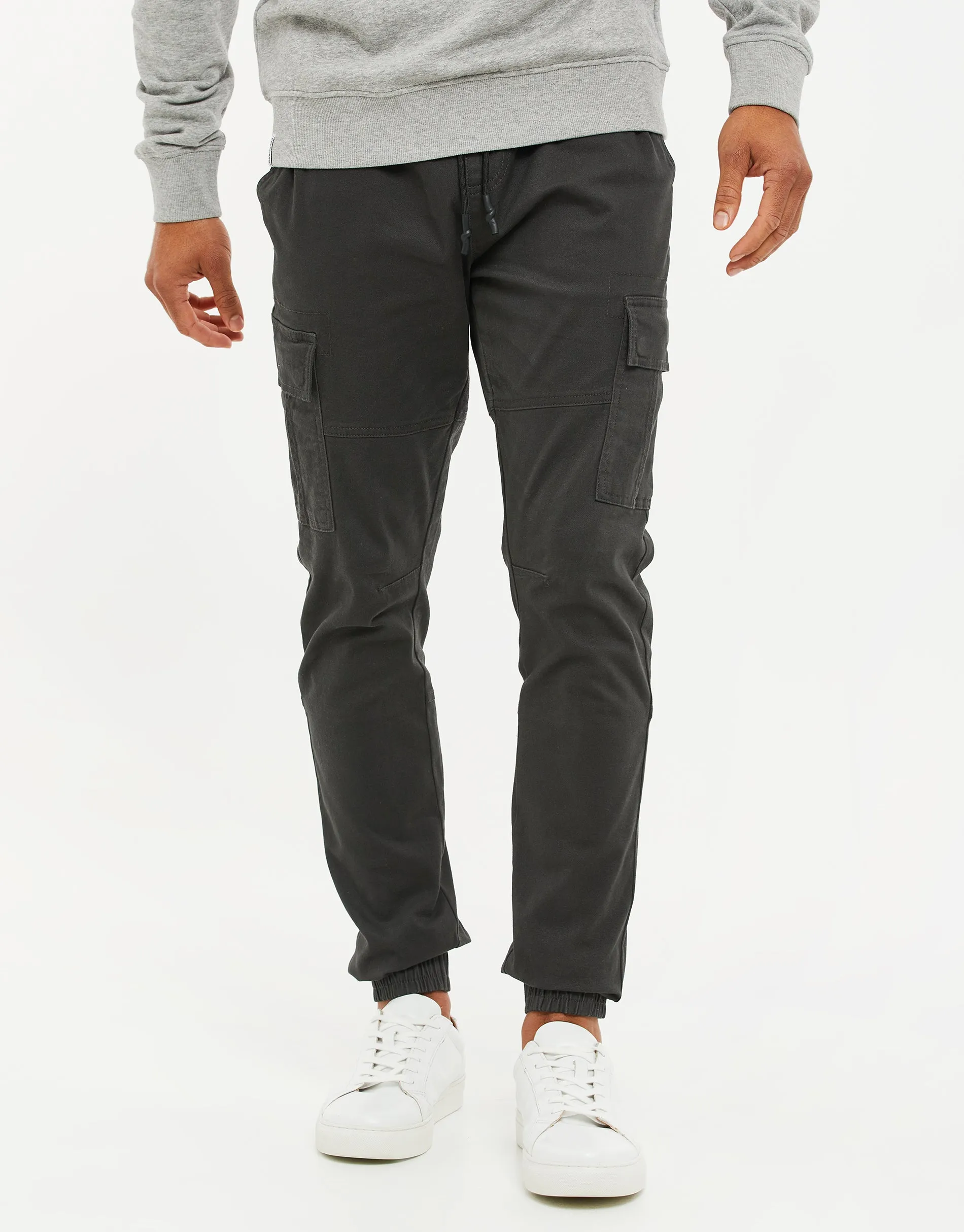 Men's Charcoal Slim Fit Cargo Trousers sold by Threadbare